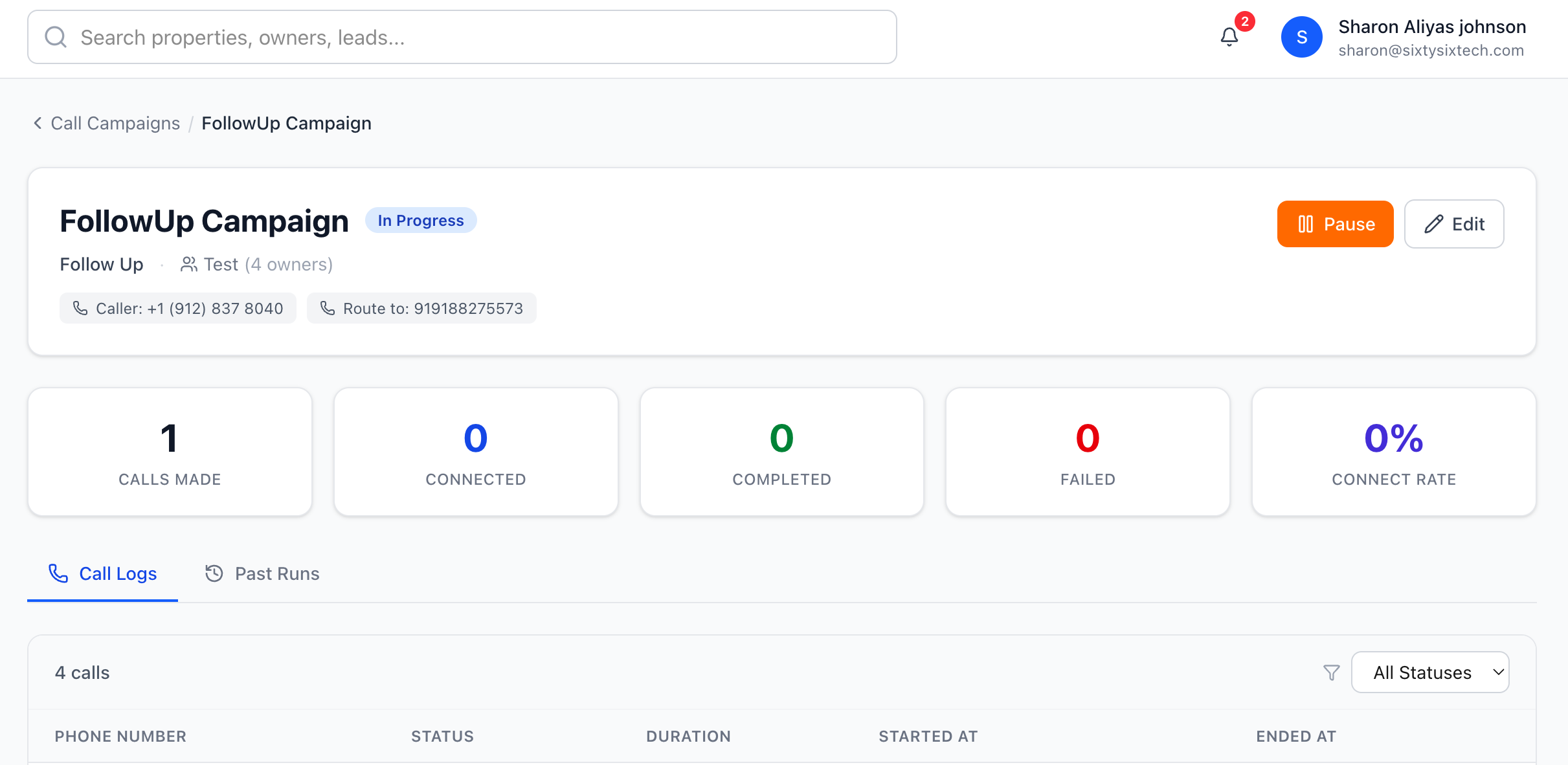 Call Campaign Detail — Howdify RealEstate screenshot