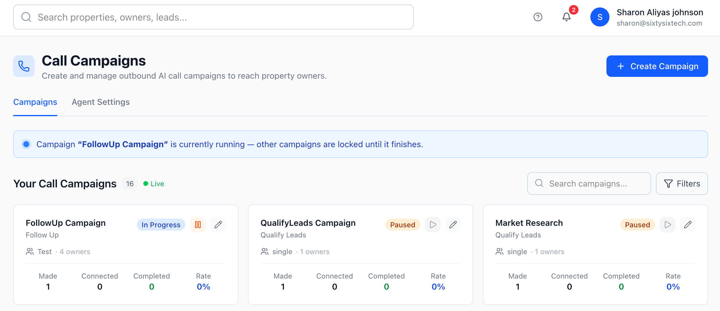 Call Campaigns — Howdify RealEstate screenshot