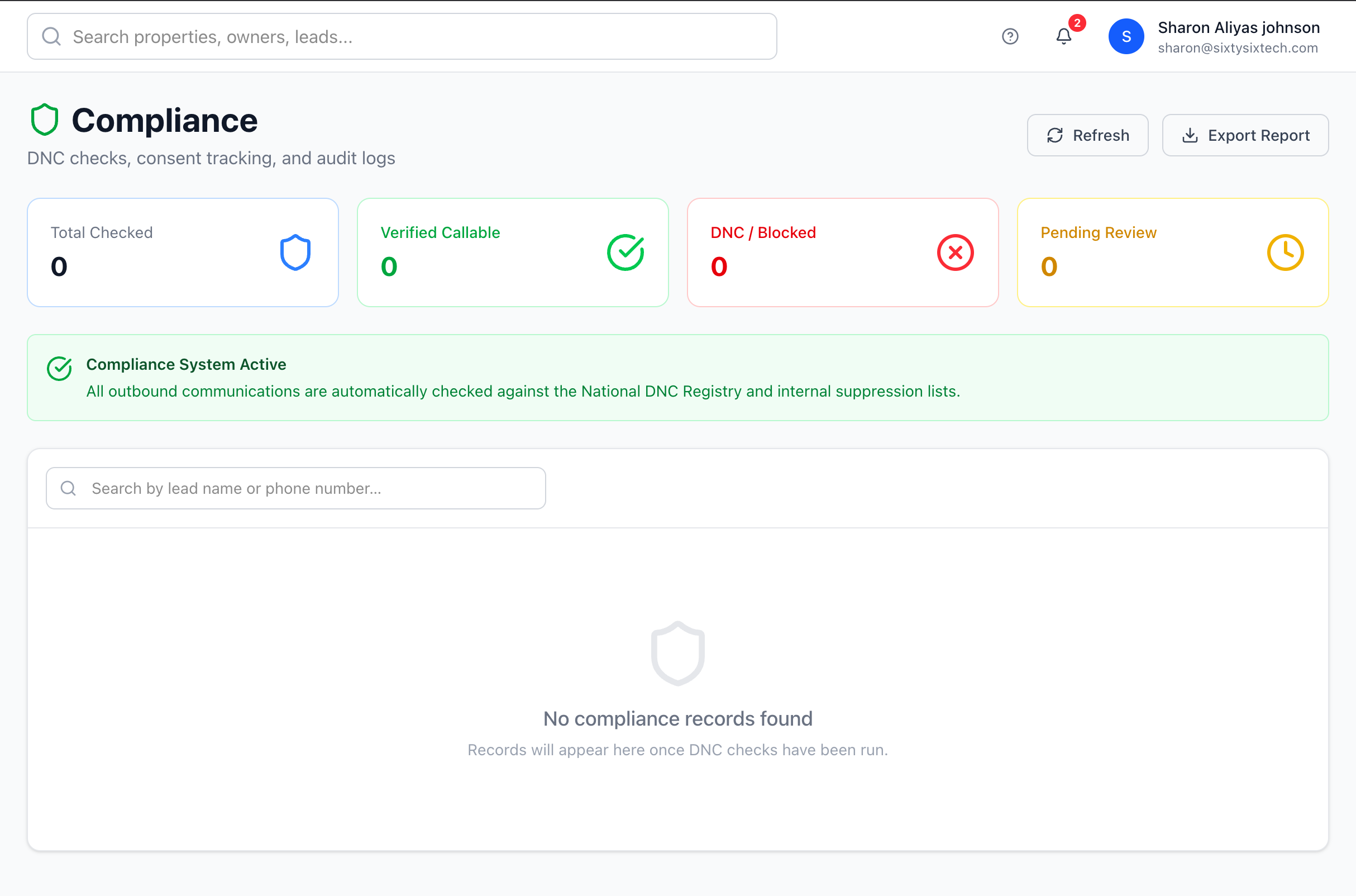Compliance / DNC — Howdify RealEstate screenshot